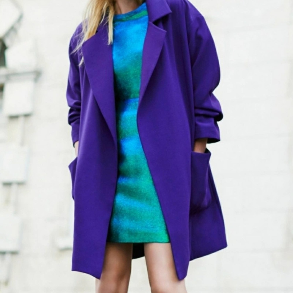 Vintage Paul Levy 100% Wool Oversized Pea Coat Made in USA Purple